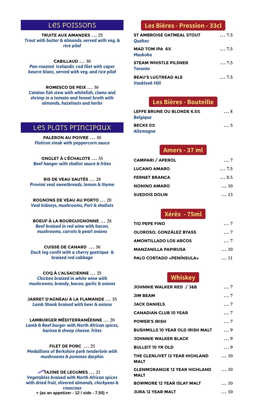 Dinner Menu